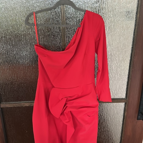Chita Boni Kimina Gown Elegant Red One-Shoulder Dress size 48 or US size 12 - Picture 9 of 13